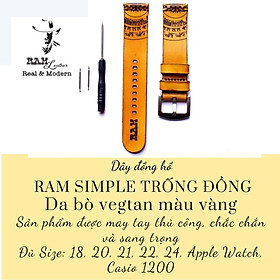 Dây đồng hồ da bò vegtan thảo mộc cao cấp RAM TS - tặng khóa chốt và cây thay dây