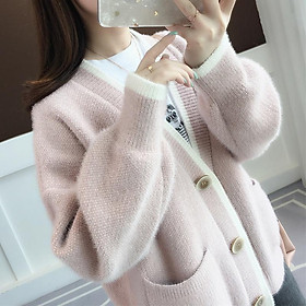Áo khoác len cardigan len lông dày dặn phong cách thời trang Hàn quốc