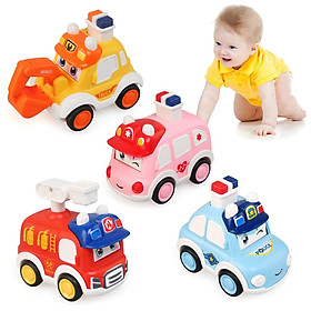 Xe nhỏ, xe nhỏ Mini Mini -toy, xe đồ chơi ma sát, trò chơi giáo dục cho các chàng trai trẻ em 1 2 3 4 5 tuổi (cảnh sát/xe cứu thương/lính cứu hỏa/xe tải)