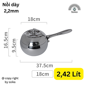 Mua Quánh Quả Táo Inox 304 Dày 3 Lớp Hầm Canh Cháo Chống Tràn Phù Hợp Mọi Loại Bếp Soika SKN-08
