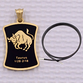 Mặt dây chuyền cung Kim Ngưu - Taurus inox vàng kèm vòng cổ dây cao su đen, Cung hoàng đạo
