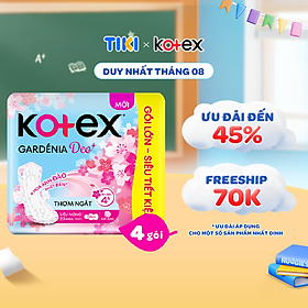 Combo 4 gói băng vệ sinh Gardenia Deo+ - Hoa Anh Đào siêu mỏng cánh 23cm 20 miếng