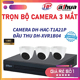 Mua Trọn bộ 3 camera DH-HAC-T1A21P Đầu thu 4 cổng XVR1B04 đầy đủ phụ kiện  Hàng chính hãng
