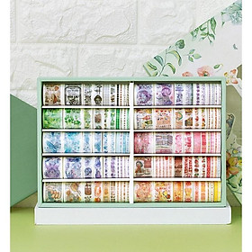 Băng keo Washi Tape sticker dễ thương vintage cổ trang phong cảnh trang trí sổ FULL HỘP