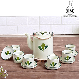 Mua Bộ Ấm Tích Pha Trà Men kem Họa Tiết Vẽ Tay Gốm Sứ Cao Cấp 1.5L( bộ bình trà  uống trà)