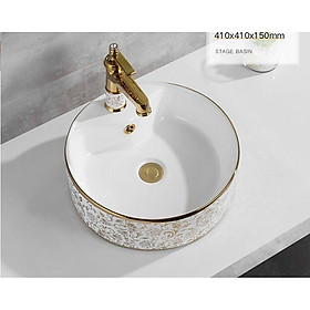 Mua Chậu lavabo tròn đặt bàn hoa văn vàng EVEREST EVE-L6017