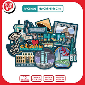 PACK003 Ho Chi Minh City - Set 12 hình dán Die Cut Sticker Pack made in Viet Nam Sticker Factory