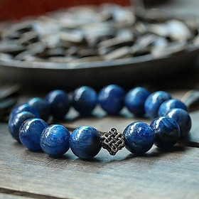 Vòng tay phong thủy đá Kyanite thiên nhiên 10 ly mix Charm Cát Tường Bạc