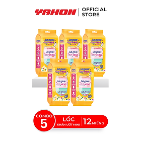 Combo Lốc Khăn Ướt Mini LET-GREEN 12 Miếng/Gói, 6 Gói/Lốc