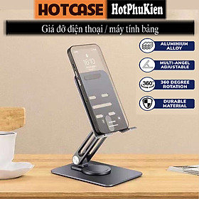 Giá đỡ kệ đỡ hợp kim nhôm cho điện thoại / máy tính bảng xoay 360 độ hiệu HOTCASE Rotation Stand - xoay mọi góc độ, thiết kế hợp kim nhôm nguyên khối cao cấp, chịu được trọng lượng 7.5kg - Hàng nhập khẩu