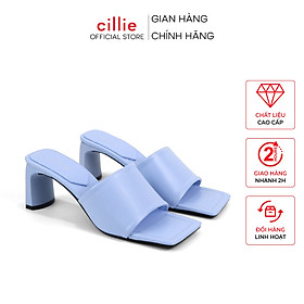 Guốc nữ quai ngang bảng bự thời trang trendy gót trụ mảnh cao 7cm đi chơi dạo phố Cillie 1153