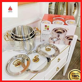 Mua Bộ Nồi Inox 304 Cao Cấp MISU LOUIS  Bộ Nồi Inox Đức Gồm 3 Món - Đáy 3 Lớp Nguyên Khối - Sử Dụng Mọi Loại Bếp