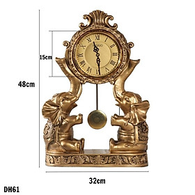 Mua Đồng hồ để bàn họa tiết cặp voi mang phong cách tân cổ điển sang trọng DH61