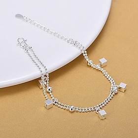 Lắc chân dây bi đôi gắn hạt vuông thời trang kiểu mới LC35
