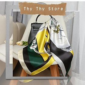 KHĂN LỤA VUÔNG HỌA TIẾT CON NGỰA - CAO CẤP - 90x90CM - THY THY STORE