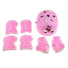 7 Pcs Kid Child Roller Skating Bicycle Helmet Knee Wrist Guard Elbow Pad