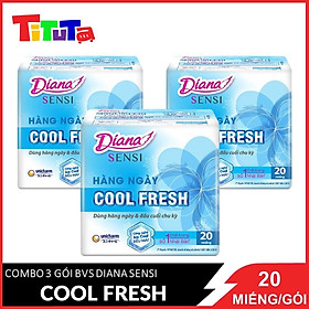 Hình ảnh Combo 3 Băng vệ sinh Diana Hàng ngày Sensi Cool Fresh 20 miếng