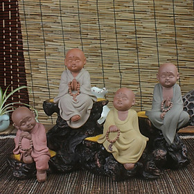Mua Tượng chú tiểu cầm chuỗi hạt ngồi thiền- Tượng gốm tử sa- Tượng ghép lũa