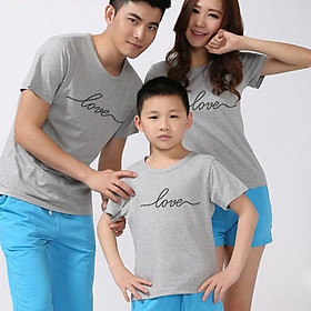 Đồ gia đình quần xanh áo xám in họa tiết Love nhẹ nhàng nhưng đầy lãng mạn ( giá 1 bộ gồm 1 quần + 1 áo))