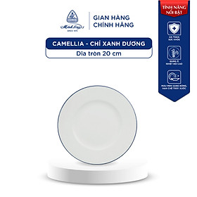 Dĩa Tròn Sứ Minh Long 20 cm - Camellia - Chỉ Xanh Dương