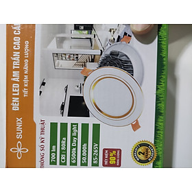 Mua Đèn âm trần 3 chế độ 7w SUNIX cao cấp viền vàng đế nhôm đúc loại đủ công suất