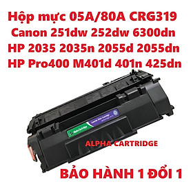 Hộp Mực 80A cho HP P2035 2035N 2055D 2055DN HP Pro 400 M401d M401n M401dn M401dw M425dn và Canon LBP 251DW 252DW 6300dn 6650DN 6670DN 6680X -  05A CRG 319 CE505A/CF280A Hàng chính hãng Alpha Cartridge