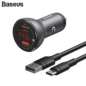 Hình ảnh Tẩu sạc nhanh đa năng công suất cao 45W nhãn hiệu Baseus TZCCBX-B0G có đèn LED 2 Ports USB, LED Display, SPC/ QC4.0 Car Quick charger - Hàng nhập khẩu