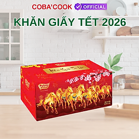 Pulppy Hộp Khăn Giấy Tết Bính Ngọ 3 Lớp Siêu Dày Dai Đỏ May Mắn 2026