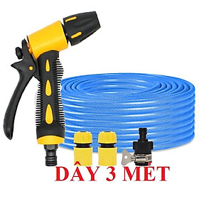 ️Evoucher Bộ dây vòi xịt nước rửa xe,tưới cây , tăng áp 3 lần,loại 3m,5m 206319 cút sập,cút nối nhựa đen+ móc khoá