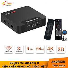 Mua Android tivi box magicsee n5 max x4 Rom 64G Ram 4G  điều khiển giọng nói tiếng Việt kiêm bàn phím chuột bay có đèn nền wifi 2 băng tần bluetooth S905X4 cài sẵn phim  truyền hình cáp miễn phí vĩnh viễn - Hàng nhập khẩu