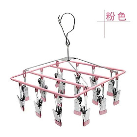 Móc Chùm 24 Kẹp Móc Tròn Vuông Inox Phơi Quần Áo Trẻ Em, Đệm Cao Su Chống Trượt, Treo Tất, Khăn, Đồ Lót Cao Cấp - HÀNG CHÍNH HÃNG MINIIN