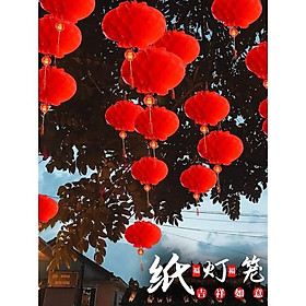 Mua Đèn lồng treo trang trí Tết chữ Phúc tổ ong đỏ size 20cm/30cm/40cm MINMUN1618