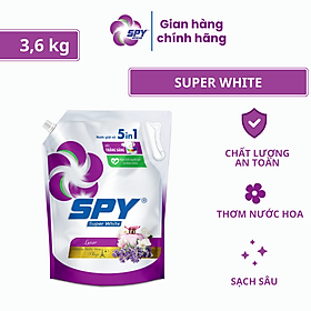 (New) Nước giặt xả SPY Super White túi 3,6kg siêu trắng sáng hương thơm mát lưu hương dài lâu