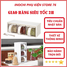 Bộ 3 Hủ Gia Vị Nhà Bếp YoKo Có Nắp, Hộp Đựng Kèm Muỗng Và Giấy Note ( Tặng khăn lau pakasa ) - Hàng Chính Hãng 