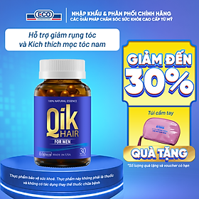 [Hộp 30v] Viên Uống Kích Thích Mọc Tóc Qik Hair For Men Ecogreen Giảm Rụng Tóc Cho Nam