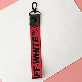 Móc khóa dây Strap dây vải chữ OFF-WHITE-đỏ