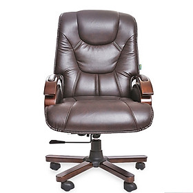 Ghế Giám Đốc , Văn Phòng Dành Cho Sếp Có Ngả Lưng Thư Giãn, PVC Cao Cấp, Tay + Chân Gỗ, Lưng Cao AZP-R166-NAU