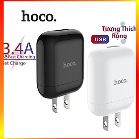 Củ sạc 1 cổng Hoco HK2 Chất liệu nhựa PC chất lượng cao chống cháy - Hàng chính hãng