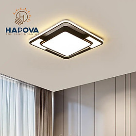 Mua Đèn mâm ốp trần hình vuông  đèn trang trí phòng khách 3 chế độ ánh sáng HAPOVA NIANS 1020 + Tặng kèm khiển