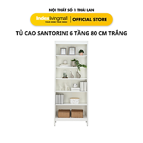 Tủ Cao Trang Trí  6 Kệ 80Cm Màu Trắng SANTORINI | Index Living Mall | Nội Thất Nhập Khẩu Thái Lan