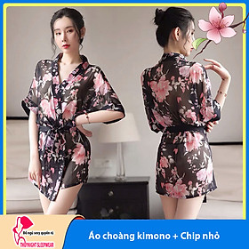 Váy ngủ choàng kimono in hoa cao cấp Q418 - Áo choàng ngủ sexy gợi cảm - Đầm ngủ nữ - Đồ ngủ mạc nhà