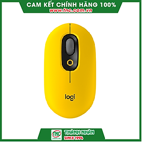 Chuột không dây Logitech Pop Mouse màu vàng-Hàng chính hãng