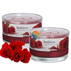 Combo 2 ly nến thơm tinh dầu Bolsius Velvet Rose 155g - hoa hồng nhung, nến trang trí, thơm phòng, thư giãn, Hỗ trợ khử mùi