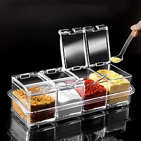 Mua Hộp đựng gia vị 4 ngăn trong suốt có nắp đậy