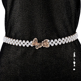Dây nịt thắt lưng nữ ngọc trai nhân tạo phối hình bướm đôi xinh đẹp thời trang Hàn Quốc  dona23102501