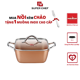 Mua Nồi Vuông Bếp Từ Super Chef Cao Cấp Tráng Men Gốm Ceramic Chống Dính An Toàn Sức Khỏe  Không Bong Tróc  Hạn Chế Trầy  Dày Dặn Chín Đều (Size 20  24cm)