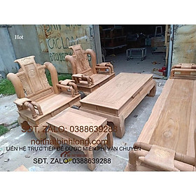 Bộ bàn ghế phòng khách tần thủy hoàng gỗ gõ tay 12