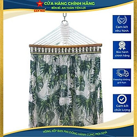 Võng lưới Ban Mai in sọc chiếc lá cán gỗ 50cm