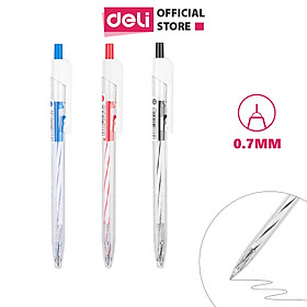 Bút bi dầu mực xanh đầu bấm Deli - Ngòi 0.7mm - EQ24