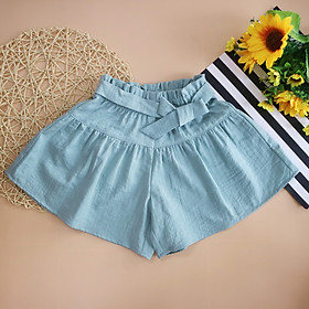 Quần short THÔ ĐŨI bé gái 3-16 tuổi (12-48kg) THIẾT KẾ, ống rộng phối dây nơ eo rất xinh